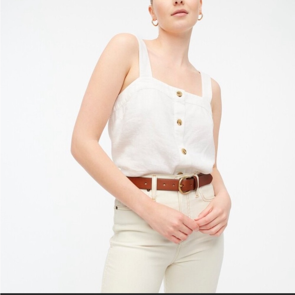 Jcrew Button-front linen-blend tank